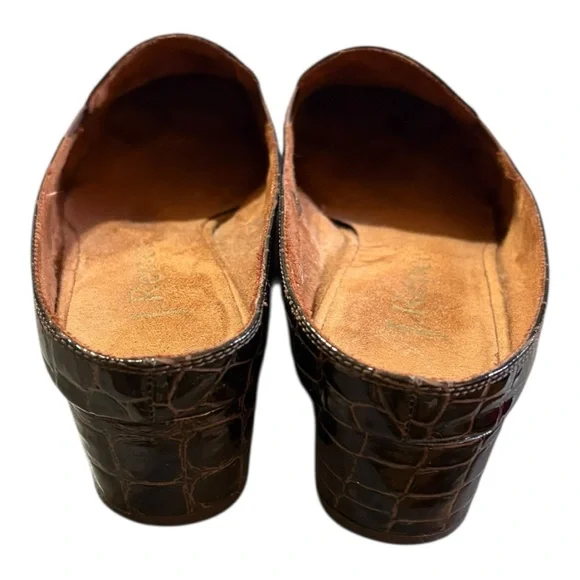 J. Renee brand mules, slip-on design, low wedge heel dark, crocodile-embossed - Picture 5 of 9